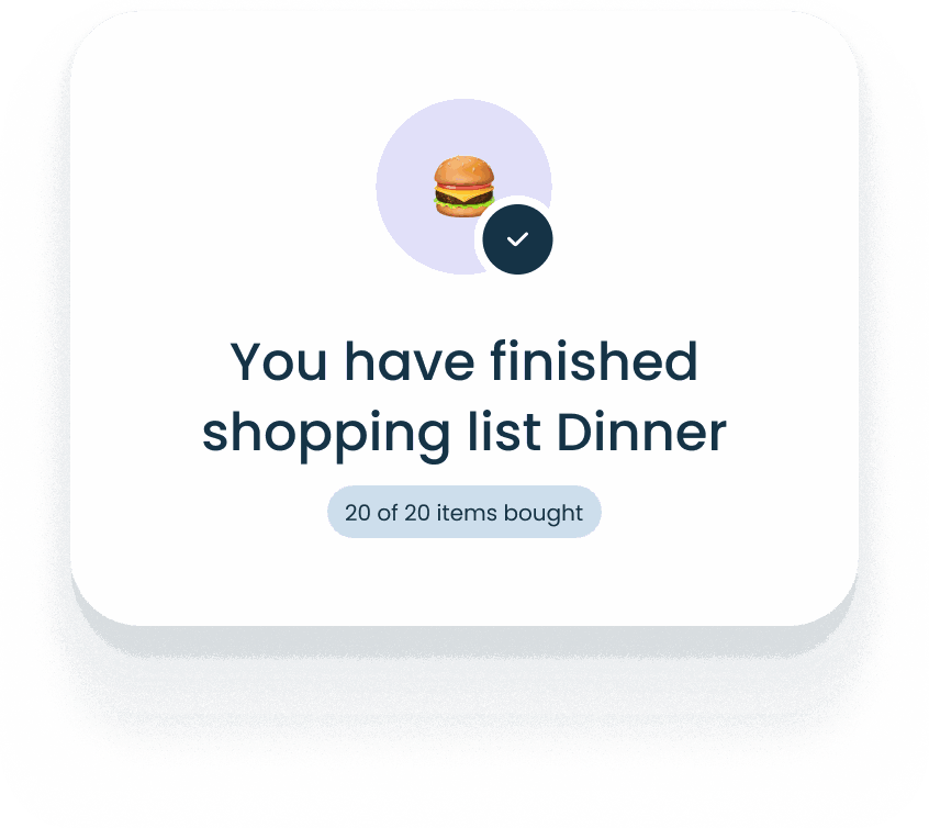 Finished shopping list